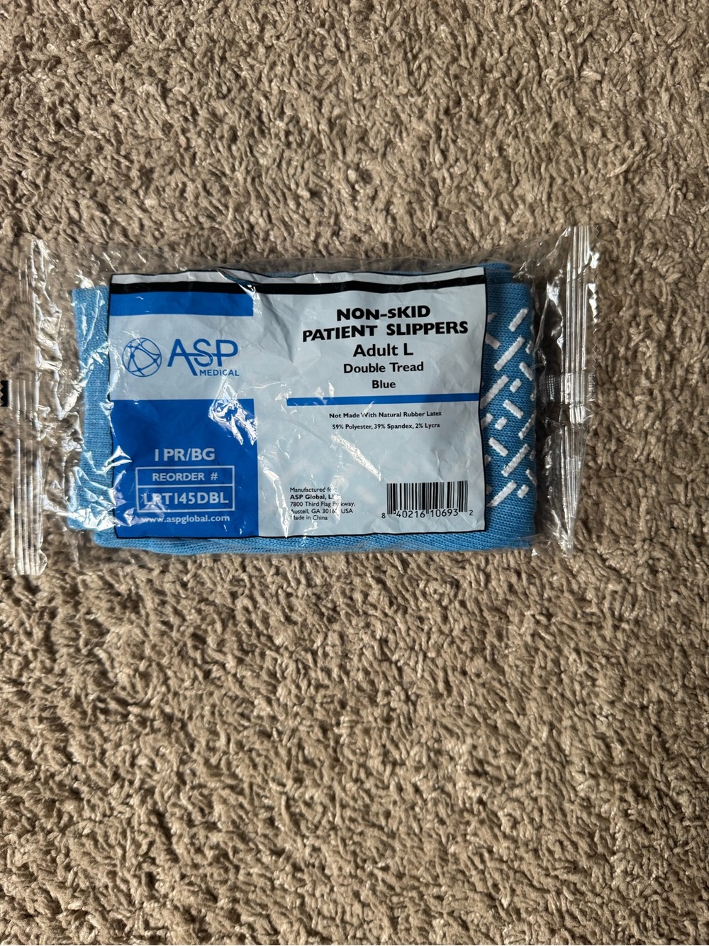 ASP Medical Non-Skid Patient Slippers - Blue (Adult L)